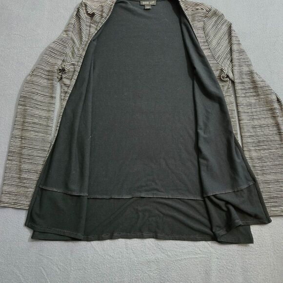 J.Jill Wearever Women XS Black White Striped Open Front Cardigan Stretch - Picture 3 of 11